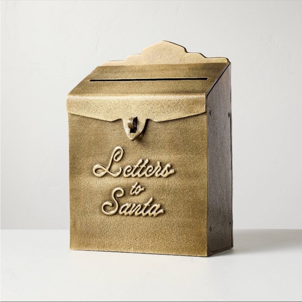 NWOT HEARTH & HAND Gold Letters to Santa Mailbox